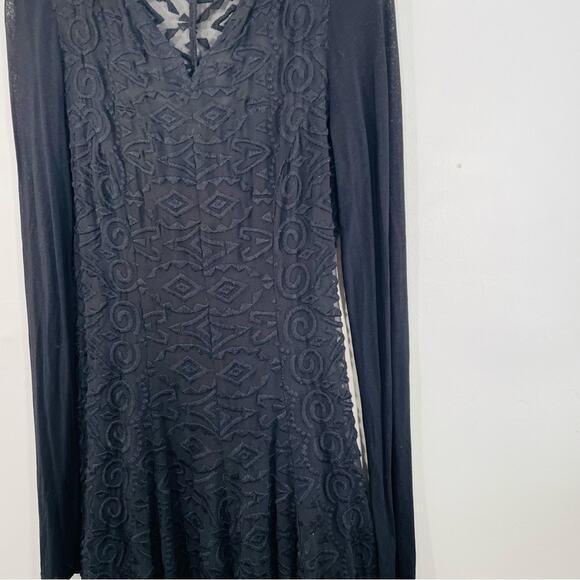 Rostfrei by Anett Rostel Blackk Geometric Embroidered Sheer Sleeve Midi Dress 6 - Picture 2 of 13